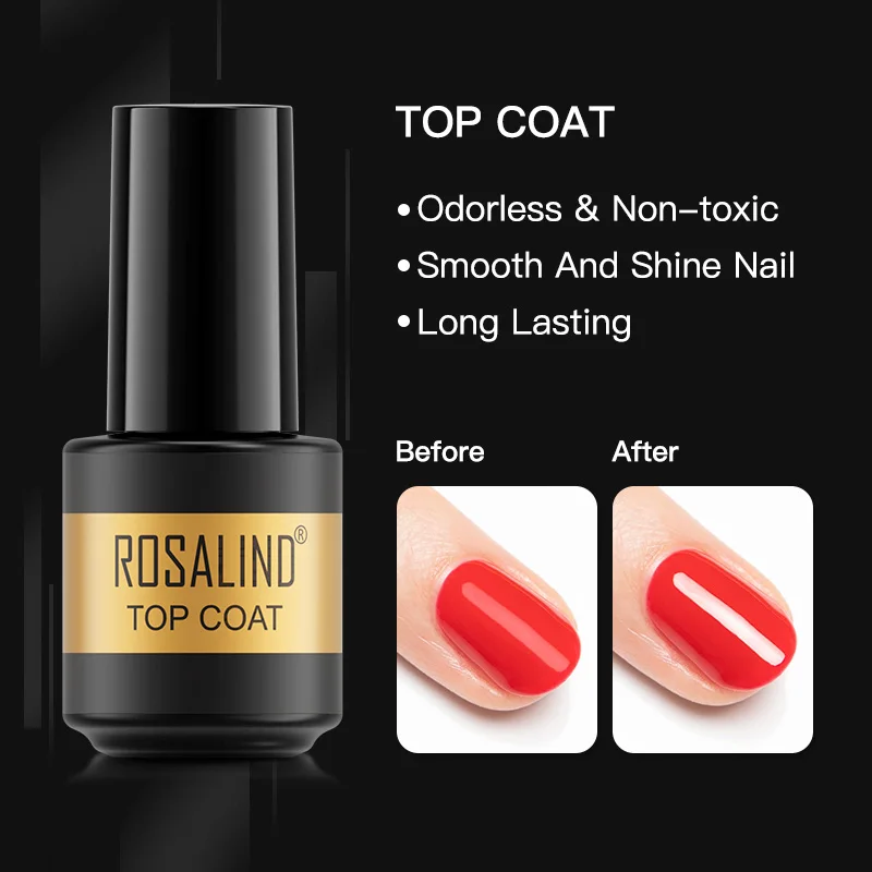 

ROSALIND Top Base MAtt Coat Gel Nail Polish Primer Nail Art Soak off Long Lasting Manicure Semi Permanent Varnish UV Gel Set