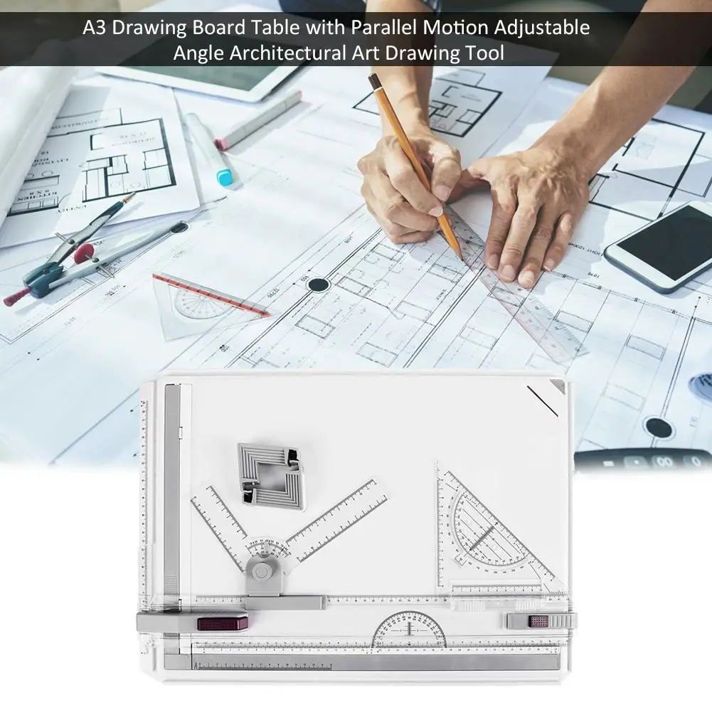 A3 Drawing Board Table With Parallel Motion Adjustable Angle Architectural Art Drawing Tool