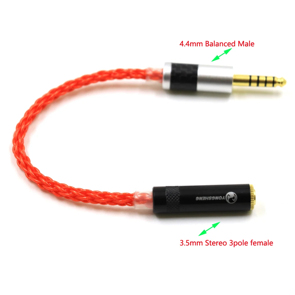TOP-HiFi UPOCC Single Crystal Copper 4.4mm Balanced Male to 3.5mm Stereo Female Audio Adapter Connector Cable