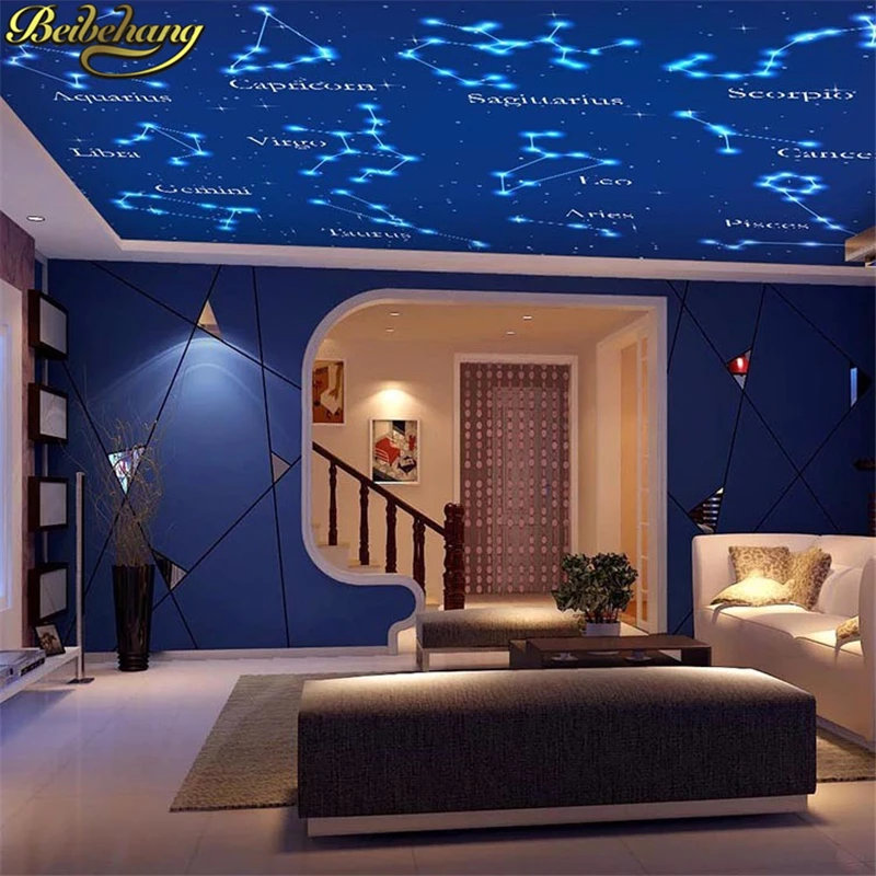 custom large mural wallpaper villa ceiling living room bedroom background wall paper 12 constellations 3d wallpaper Stickers