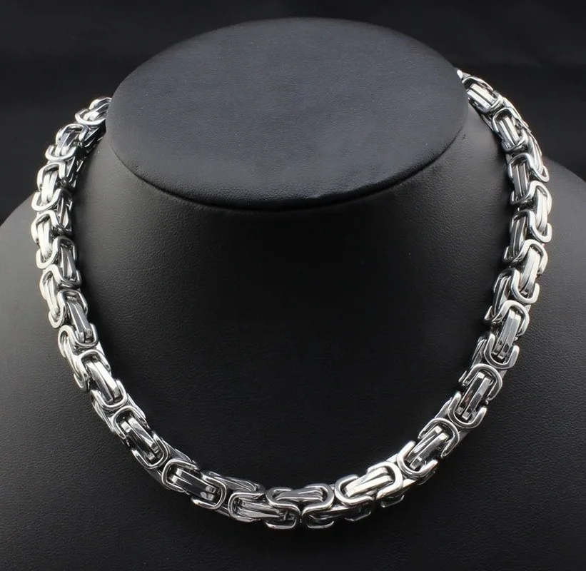 Stainless Steel Byzantine Chain Braided Chain Necklace Bracelet Set Men\'s Biker Punk Hip Hop Rock Jewelry Accessories