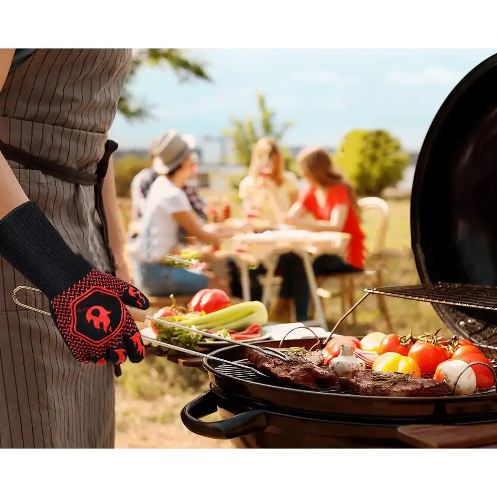 BBQ Gloves High Temperature Resistance Oven Mitts 500 800 Degrees Fireproof Barbecue Heat Insulation Microwave Oven Gloves