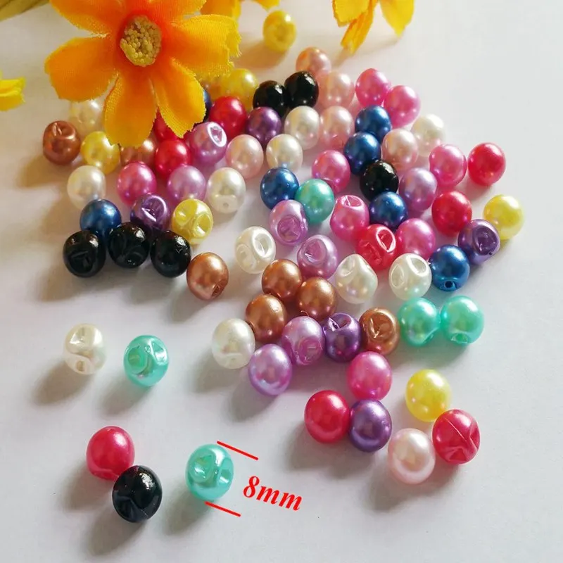 100pcs/lot 8mm Mixed 12 color imitation pearl buttons for sewing handmade loose buttons Sewing accessories decorative buttons