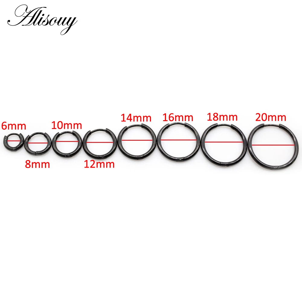 Alisouy 2pcs Stainless Steel 1.6/2/2.5/3/5mm Thick Women Men Circle Clip Round Hoop Earrings Ear Helix Punk Piercing Jewelry