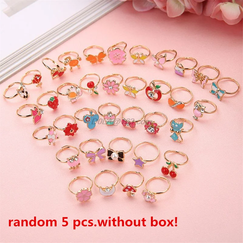 5pcs/lot Love Kids Cute Sweet Rings Design Flower Animal Fashion Jewelry Accessories Girl Child Gifts Finger Rings Chic Gifts