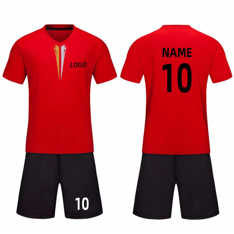 Customize Print Adult Kids Soccer Jerseys Sets Short Sleeve Football Shirt+Shorts Kits Team Training Playing Uniforms Sportswear