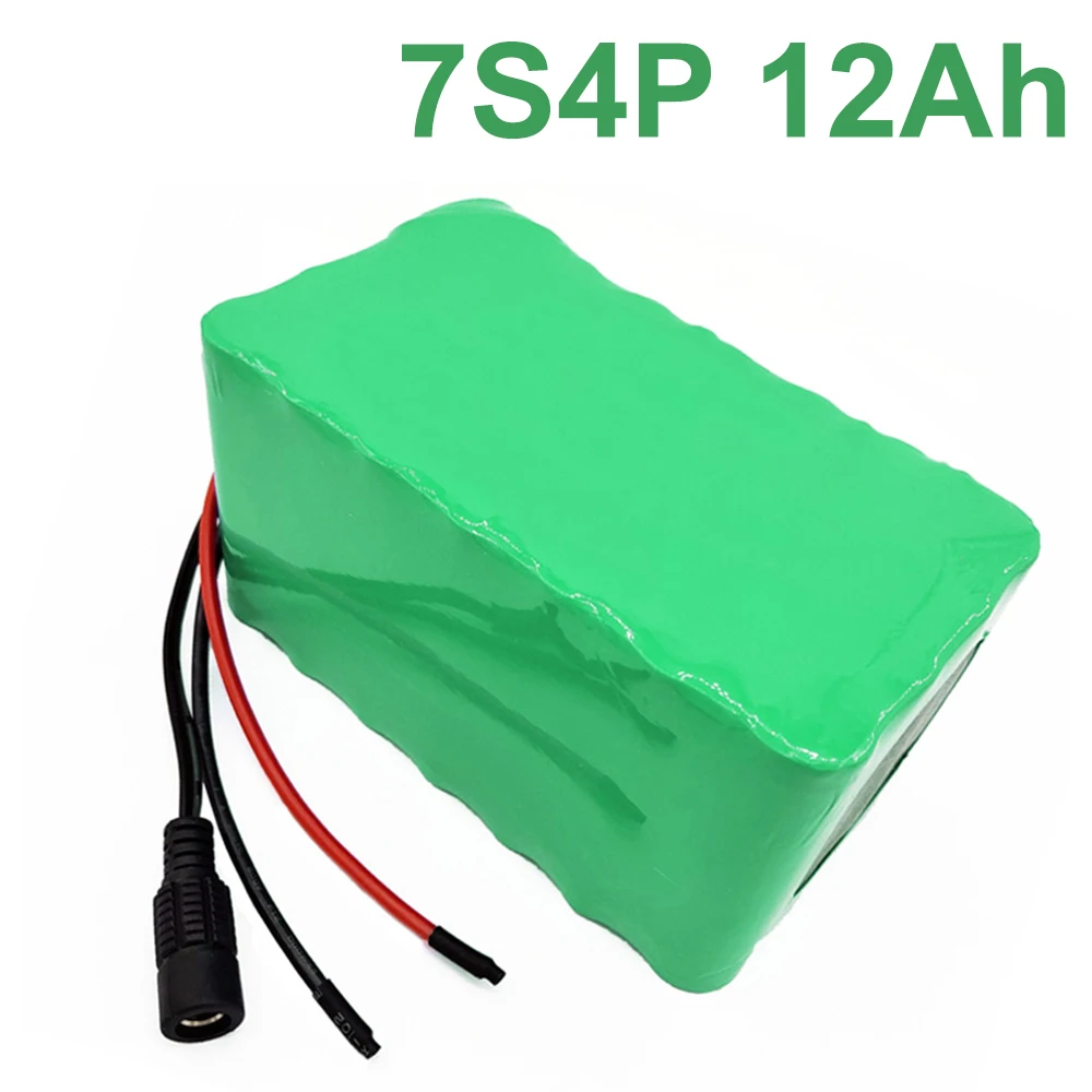 

24V 12Ah 25.2V 18650 Li-ion Battery Pack E-Bike electric bicycle 7S4P