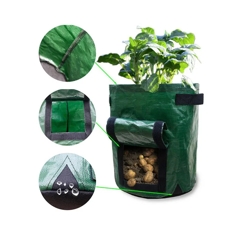 Potato Grown Bags Wall Vertical Garden Hanging PE Planter Bag Flower Vegetable Plants Pouch Pockets Garden Supplies a