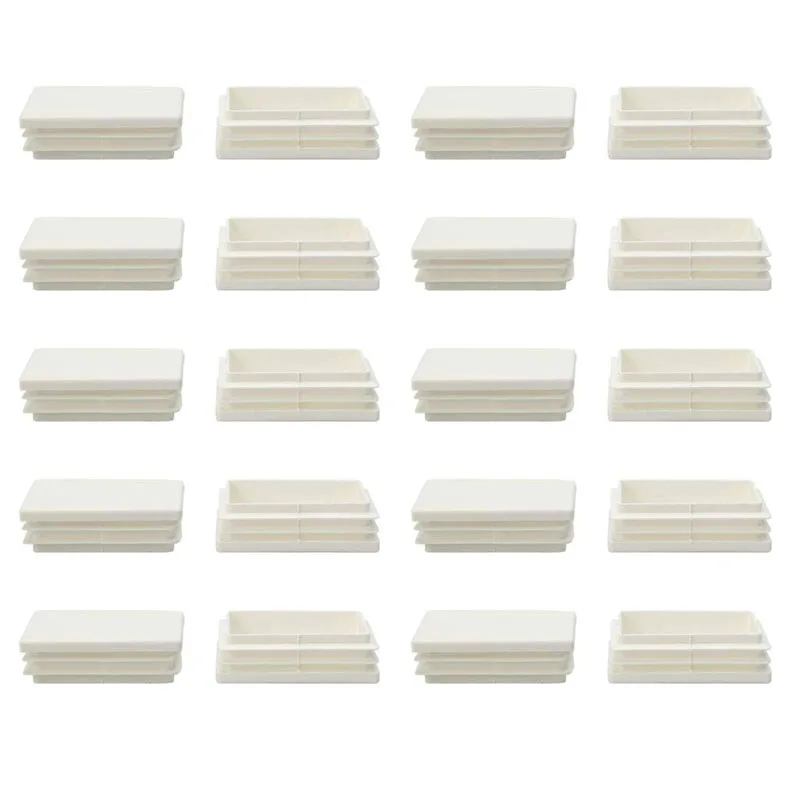 

20pcs Plastic Rectangle Ribbed Tube Inserts End Cover Cap Furniture Glide Sofa Floor Protector