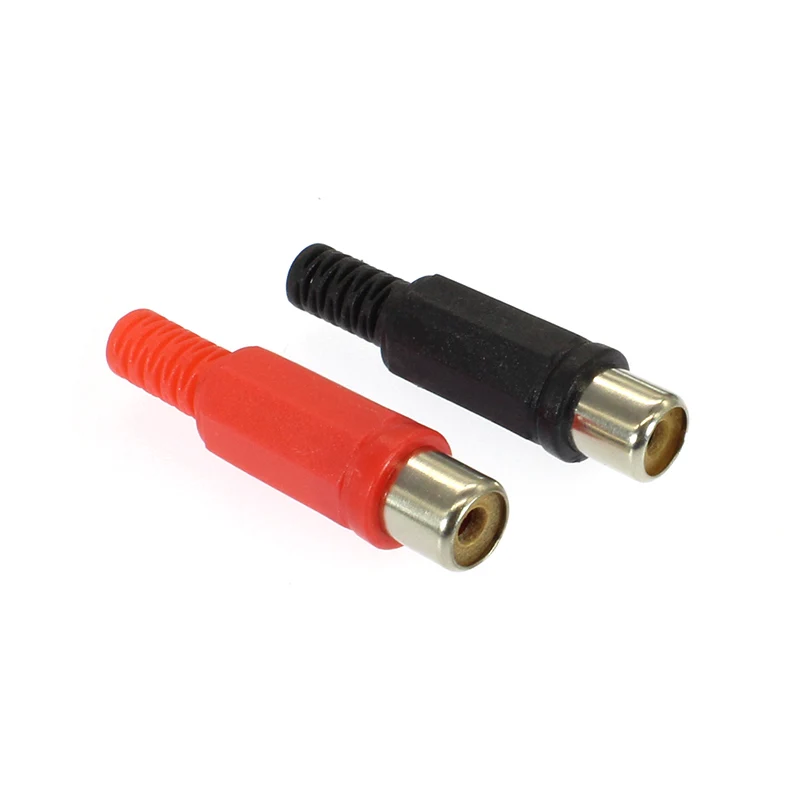 6/10 pcs RCA  AV male plug connector plastic shell stereo video audio plug channel dual connector  red and black mixed