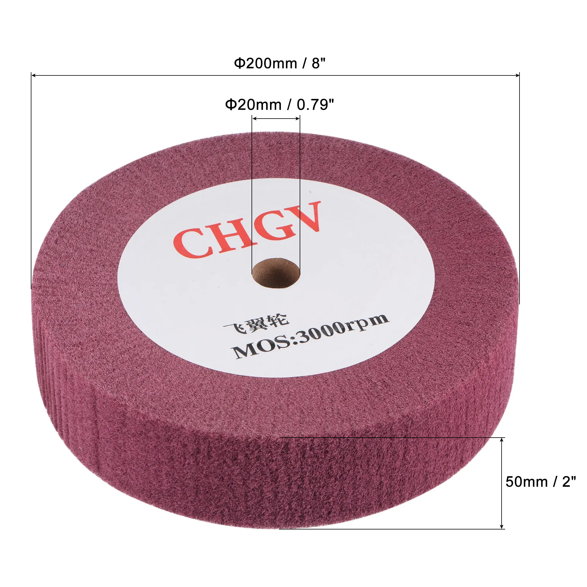 Uxcell 200mm x 50mm 320 Grit włóknina polerowanie nagniatanie koła drut nylonowy rysunek ściernica wachlarzowa czerwony