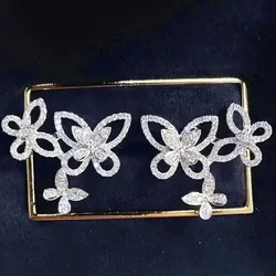 Huitan Chic Butterfly Earrings for Women Delicate Daily Wear Ear Accessories Birthday Gift Luxury Cubic Zirconia Jewelry