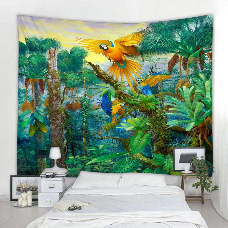 

Jungle Plant Tapestry Tropical Palm Leaf Flowers Home Decor Wall Mount Boho Tapestry Hippie Sheets Beach Mat Yoga Mat