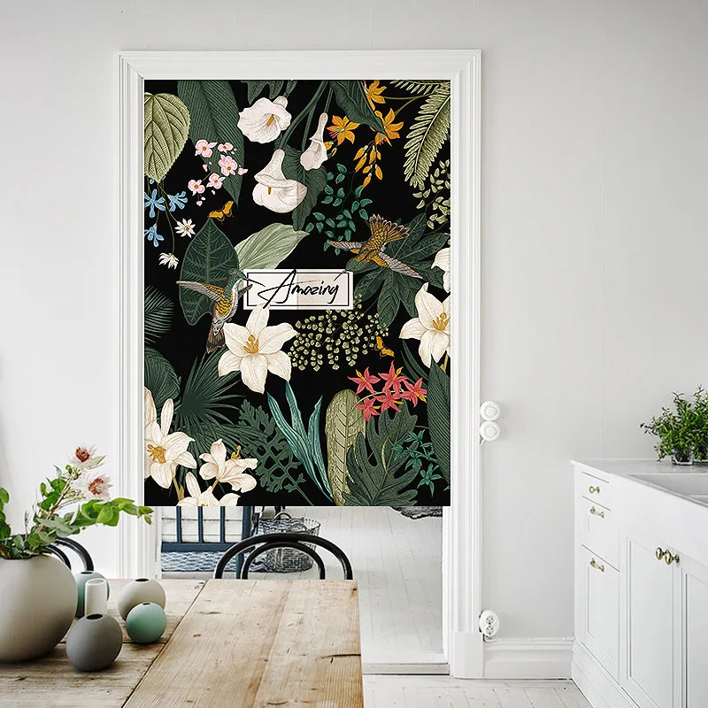 

American Pastoral Flower Door Curtain Bedroom Partition Curtain Kitchen Feng Shui Door Curtain Japanese Curtain Noren