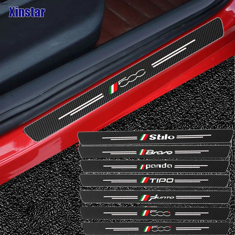 

Carbon Fiber Car Door Sills Guards Sticker For Fiat Panda 500 500x 500l 500c 500e TIPO PUNTO BRAVO Stilo Decal Accessories