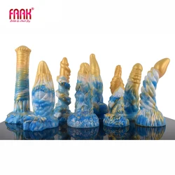 FAAK New Multi Color Gold Blue Sex Toys For Women Erotic Design Horse Dragon Dildo Large Silicone Anal Plug With Suction Cup