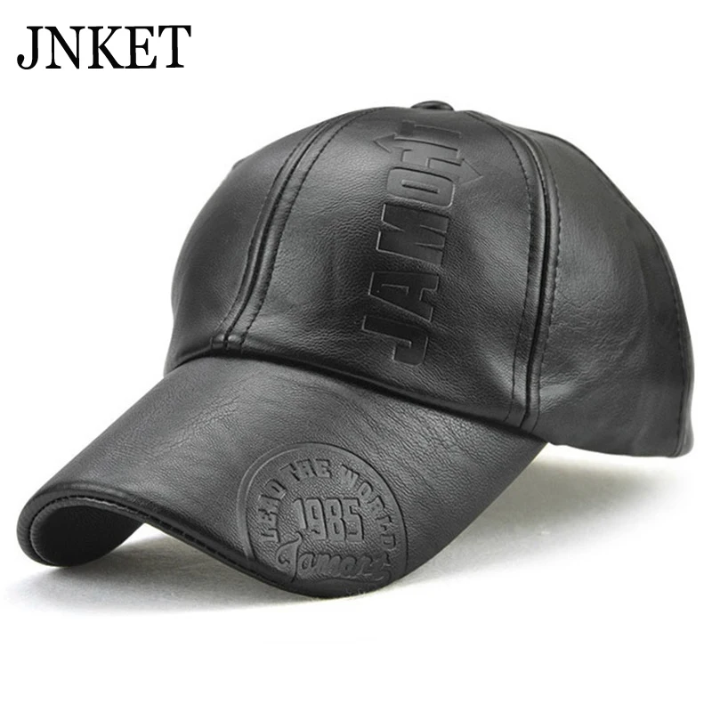 JNKET  Unisex PU Leather Baseball Cap  Winter Cap  Waterproof Windproof Hat Stamping Logo Outdoor Sports Cap Gorras  Casquette