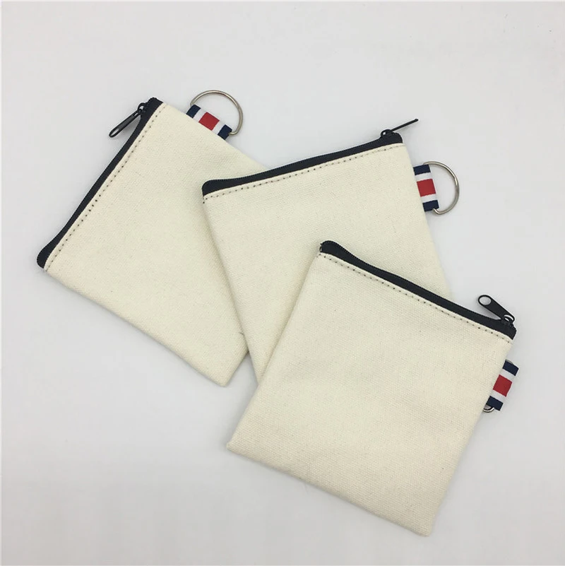 DIY Blank Hand-painted Canvas Bag Pure Zipper Coin Key Bag Money Pocket Women Men Creative Hand-held Coin Purse Small Wallet Kid