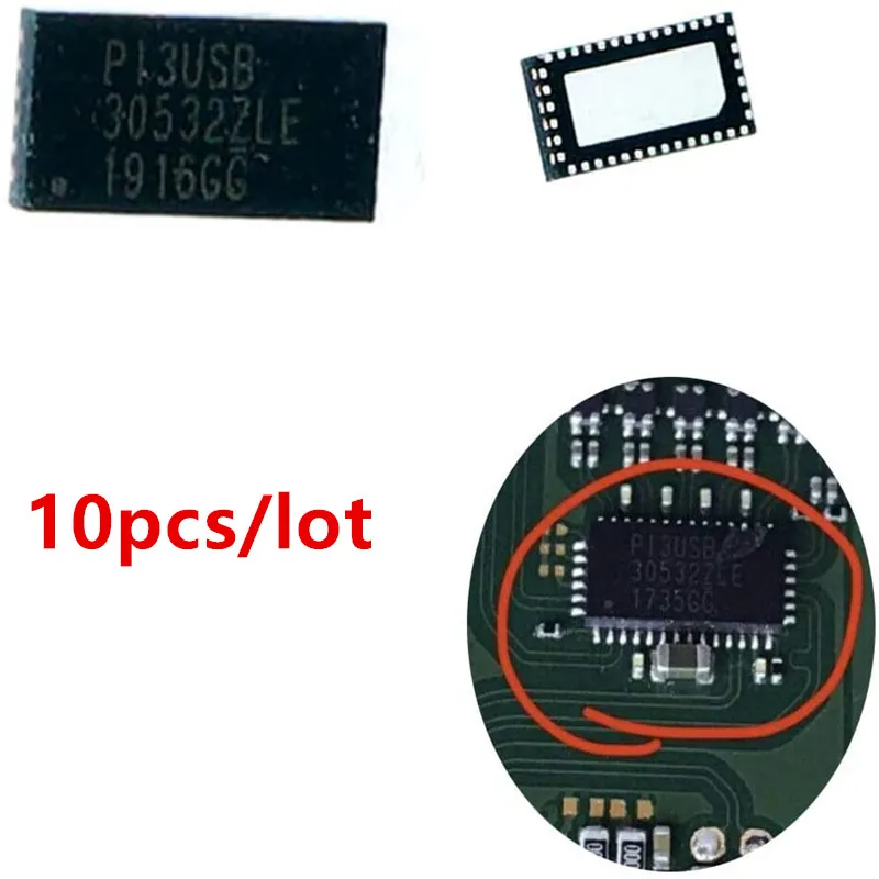 10pcs/lot PI3USB for Nintendo Switch Motherboard Repair Accessories USB-C Pericom Video Audio IC Chip Diode PI3USB30532ZLE