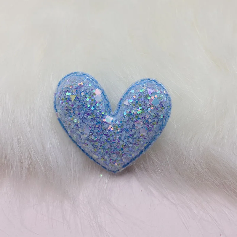 40 Stück 5*4,5cm Glitzernde, glänzende Herz-Applikationen in fünf Farben, gepolstert, DIY, handgefertigt, Haarspangen-Accessoires für Kinder, Patches – Detail 5
