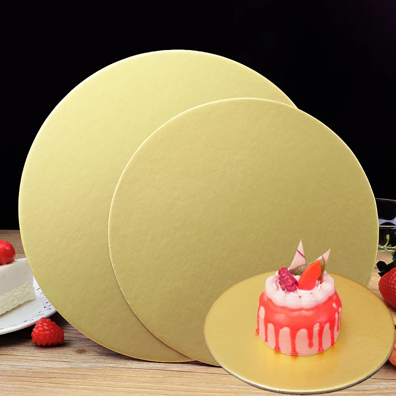 Meibum 10-40CM Round Golden Cake Circle Base Boards Coated Cakeboard Disposable Pastries Displays Tray Cake Plate Decorations