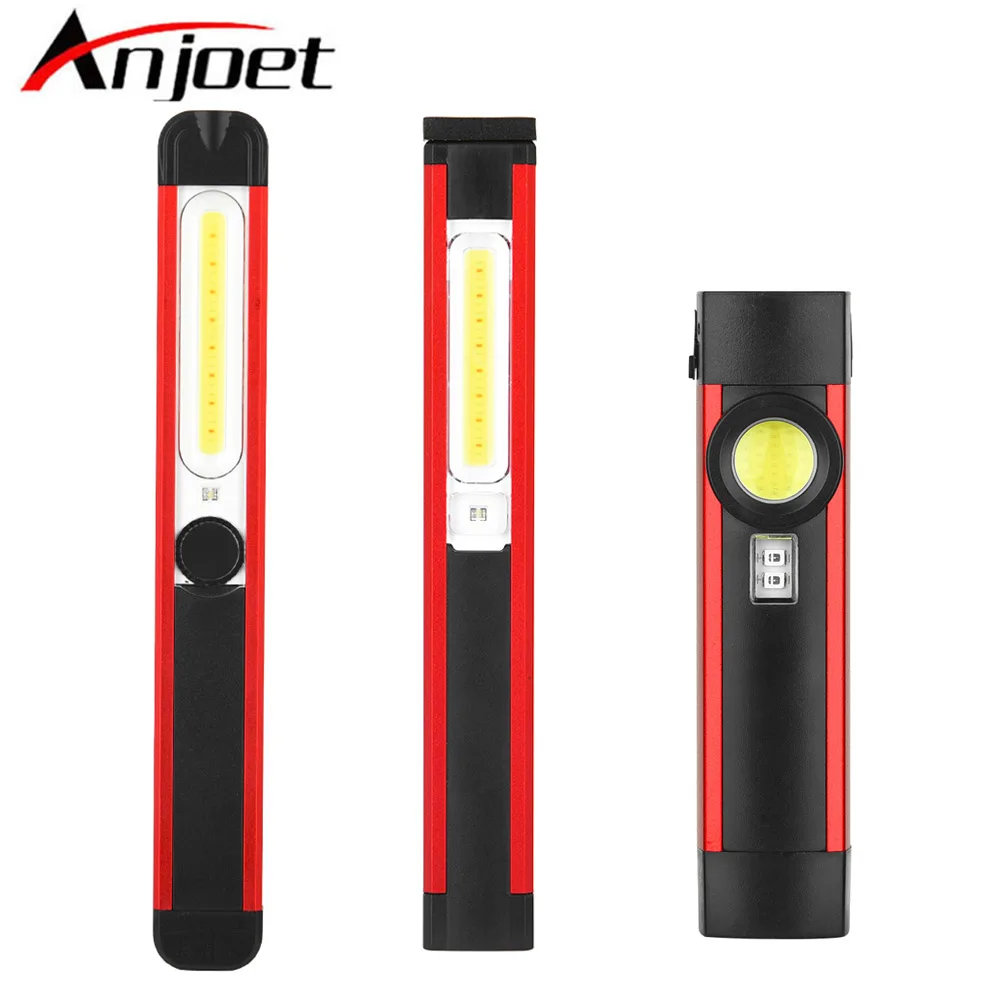 

Powerful Work Light COB LED Flashlight Magnetic Work Lamp USB Rechargeable Torch Inspection Light with Red/White Light