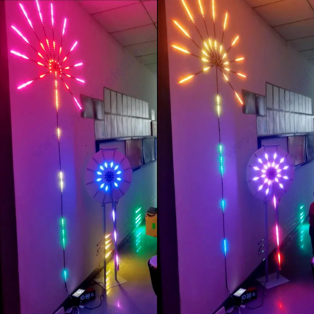 Christmas Fireworks Led Music Control Meteor Light Rgb Flower Fairy Strip Home Wedding Room Decoration Lamp Color Decor Tape Bar