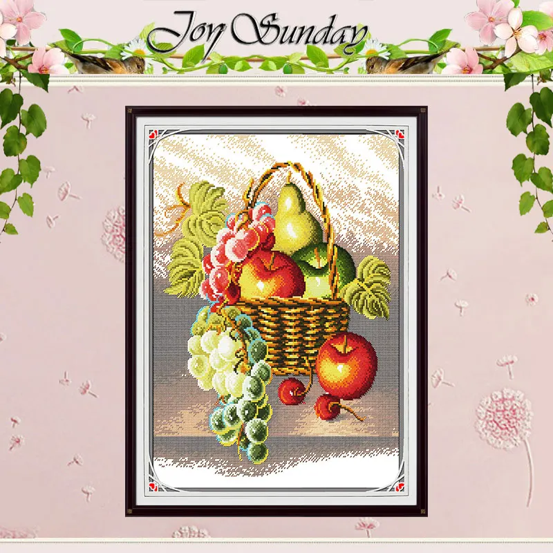 

Joy Sunday Fruit Basket Patterns Counted Cross Stitch Set DIY 11CT 14CT 16CT Stamped DMC Cross-stitch Kit Embroidery Needlework