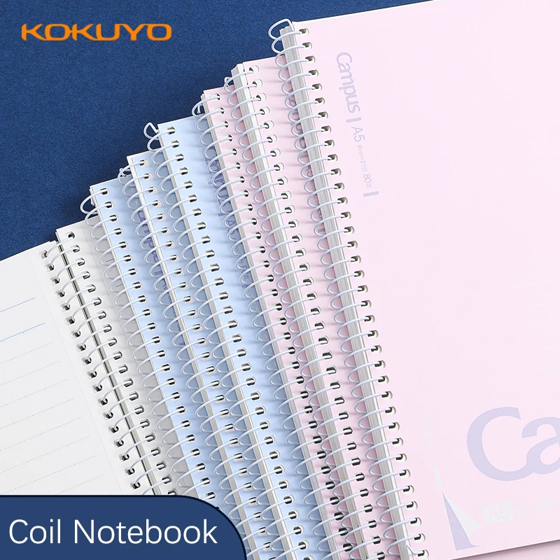 KOKUYO – cahier spirale A5 B6, 2 pièces, cahier à spirale, ligne à points, carré, papier quadrillé, Journal, brouillon, papeterie fournitures