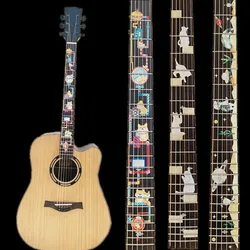 Animals Cartoon Guitar Fretboard Decals Inlay Sticker Guitar Neck Headstock Guitar Bass Ukulele Thin Sticker Accessories