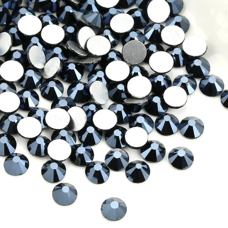 Super Glitter Rhinestones Black Shiny SS4-SS30 Non HotFix FlatBack Glass Rhinestone Dress Decorations