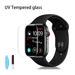 UV Glue Clear Protective Film For Apple Watch Series 7 6 SE 5 4 3 Screen Protector iWatch 38 40 42 44 41 45 MM Tempered Glass