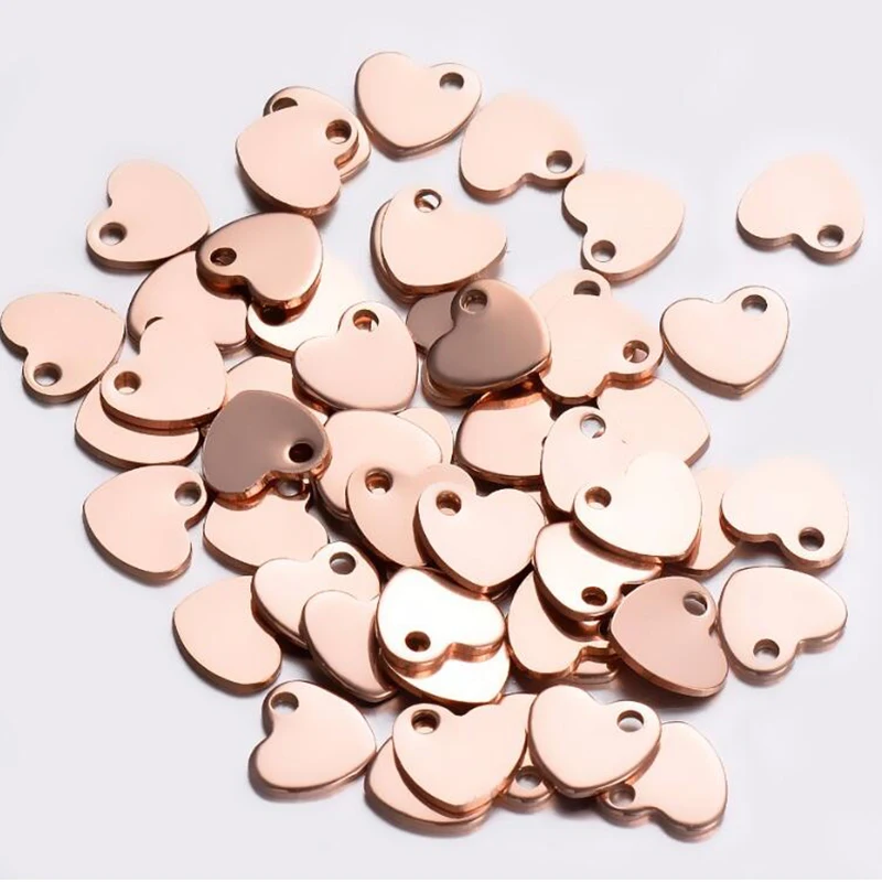 100PCS Großhandel Edelstahl Logo Kleine Herz Charme Schmuck DIY Erkenntnisse Für Anhänger Halskette 6x7mmTag für Logos Machen – Detail 8