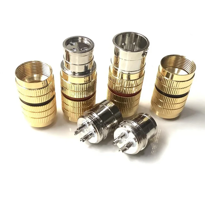 4 pces hi-end banhado a ouro xlr plug conector de áudio de alta fidelidade 3pin macho fêmea preto vermelho amplificador de áudio xlr equilíbrio interconnector cabo