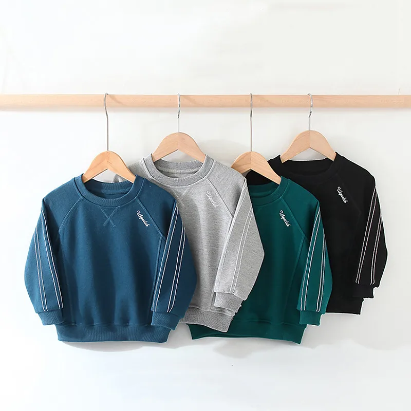 2025 Spring Autumn 3 4 5 6 7 8 9 10  Years Long Sleeve Pullover Handsome Cotton Raglan Sleeve Sweatshirt For Kids Baby Boys Tops