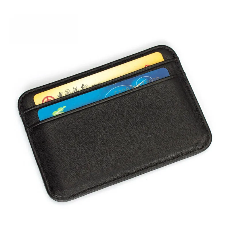 Nieuwe Slanke 100% Schapenvacht Echt Leer Heren Portemonnee Mannelijke Dunne Mini Id Creditcardhouder Kleine Kaarthouder Portemonnee voor Man