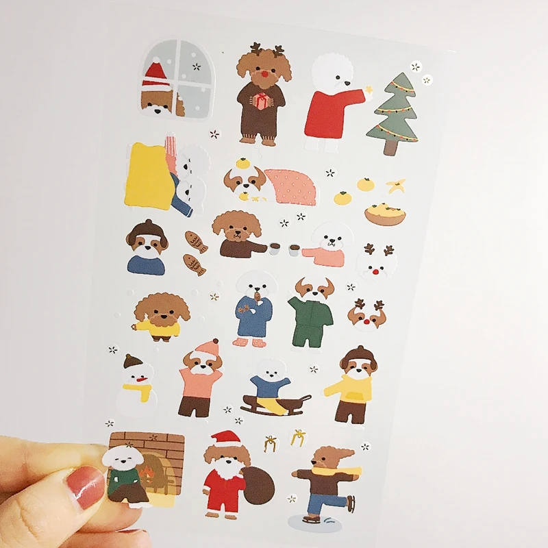 Sonia Merry Hodoo Dog Stickers Christmas Make-up Poodle Scrapbooking Cutting Dies Craft Korea Suatelier Paper Material