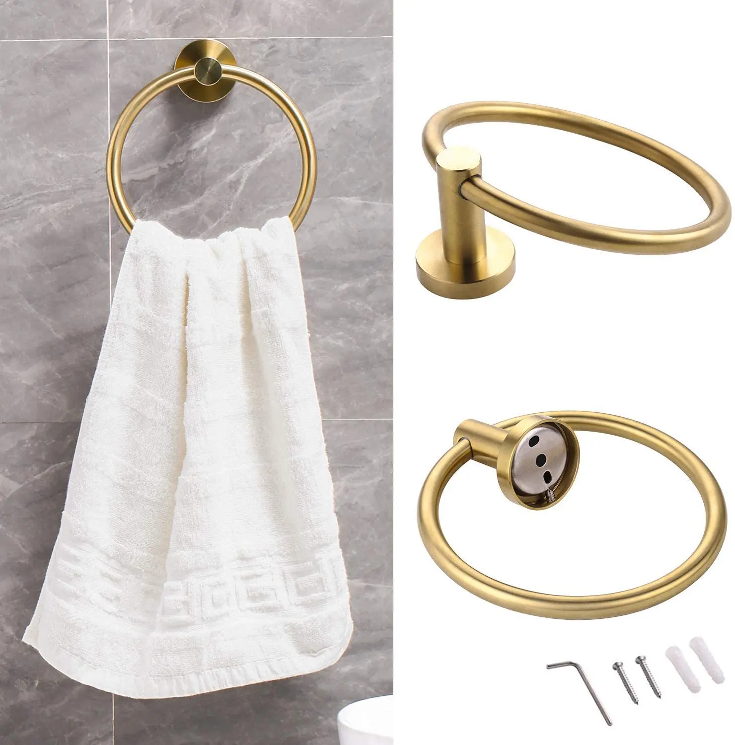 Gold Gebürstet Bad Zubehör Hardware Set Halter Papier Halter Handtuch Rack Robe Haken Seifenschale Handtuch Ring Edelstahl Har