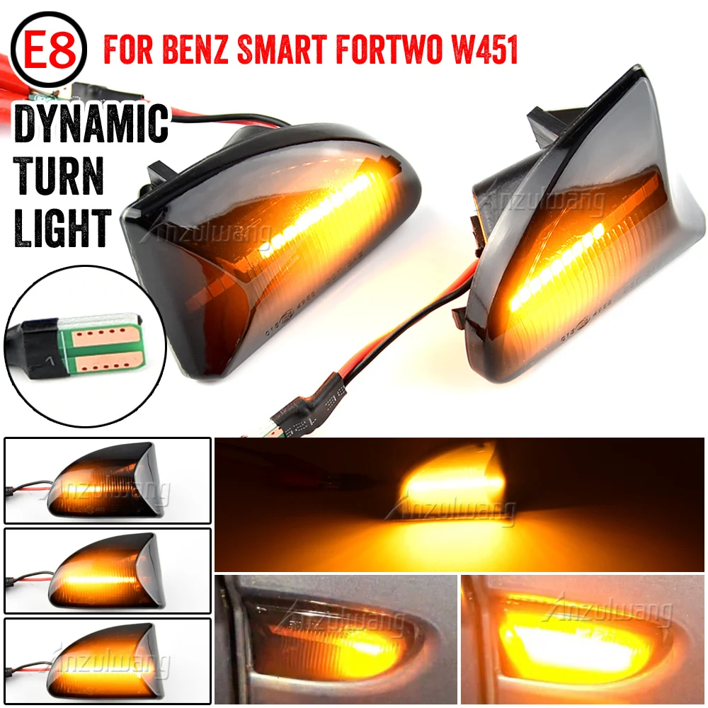 

2PCS Smoked lens Amber LED Dynamic side Marker light turn signal lights for Smart Fortwo 451 MK1 & MKII 2007-2015