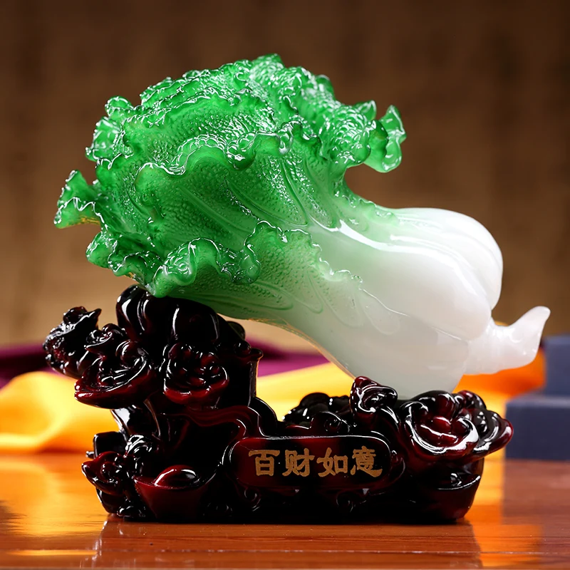 Modern auspicious Chinese cabbage ornaments Baicai Ruyi academic career interior decoration living room study office