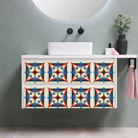 15pcs/set 8/10/12cm Bohemian Style Tiles Wall Sticker Table Bathroom Waist Line Art Mural Home Decor Floor Dagonal Wallpaper 6