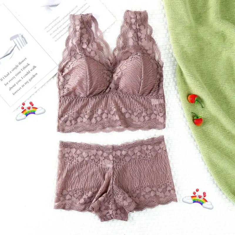 Ladies American Back Bra Lace Gathered Trust Ms. Wipe Thoracket Broad Wearing Underwear Sets