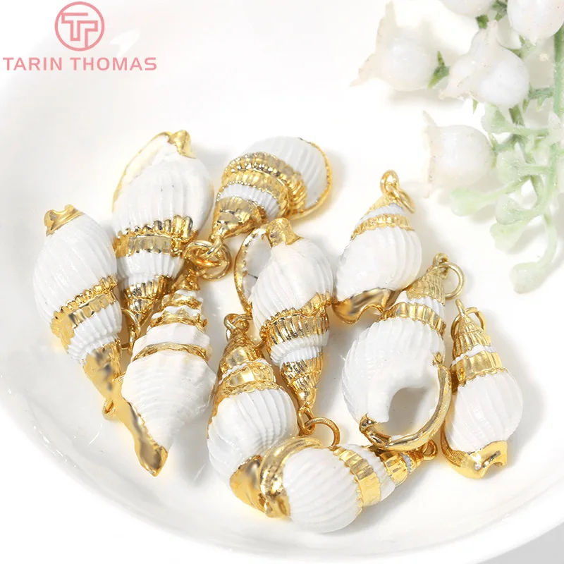 (939) 10PCS 13x32.5MM 9x20MM 24K Gold Color Brass and Natral Shell Charms Pendants High Quality Diy Jewelry Findings Accessories