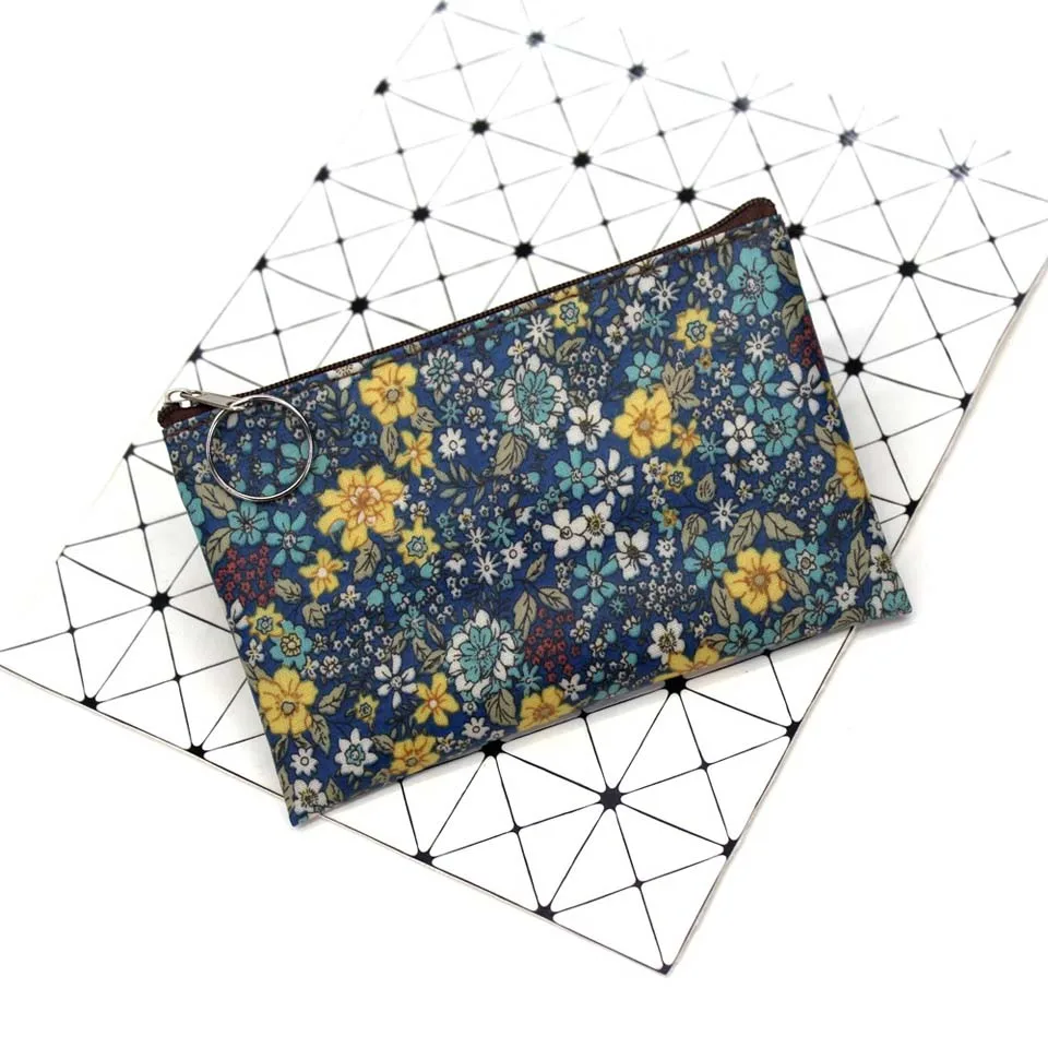 2019 casual vintage small floral coin purse waterproof cotton Fabric small square pouch card holder women mini wallets girl bags