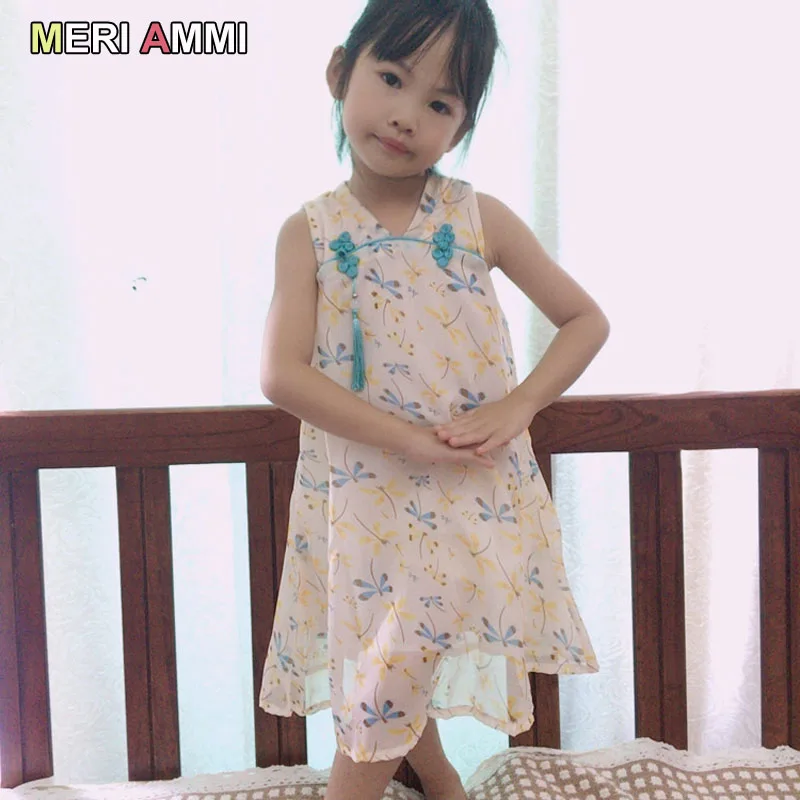 MERI AMMI Children Girl Floral Dress Baby Kids Dresses Sleeveless Dressing For 2-7 Year Girl, J780