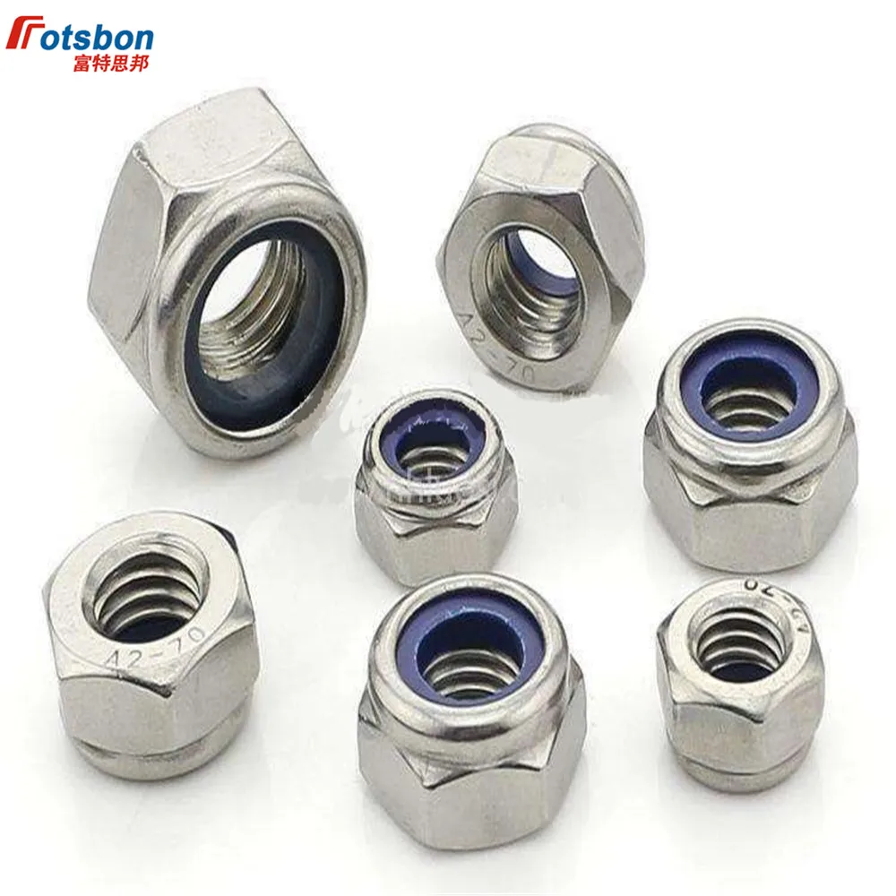 M2/M2.5/M3/M4/M24 Torque Hexagon Nuts Swith Nonmetallic Insert Non-Metallic Insertos 304 Steel Self-locking Porca DIN982 Ecrou