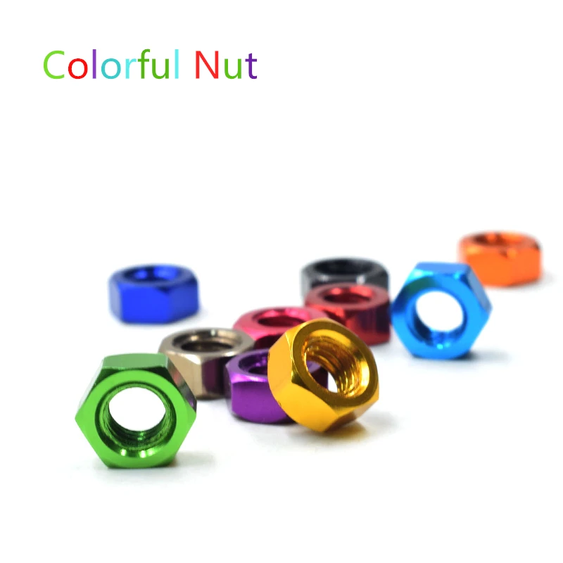 10pcs Aluminum hex nut M3 M4 M5 M6 Nuts Aluminum Alloy Hexagon Nuts anodized Multi-Color Hex nut