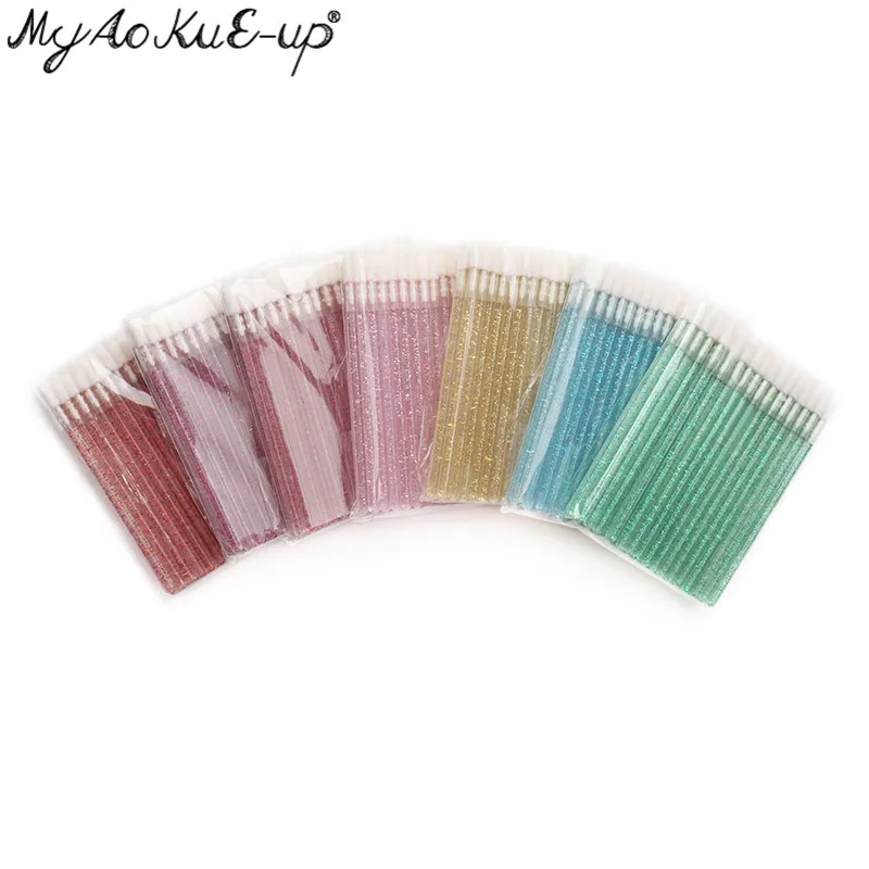 50pc Disposable Lip Brush Mascara Wands Makeup Brushes Crystal Handle Lipstick Applicator Eyelash Extension Supplies Makeup Tool