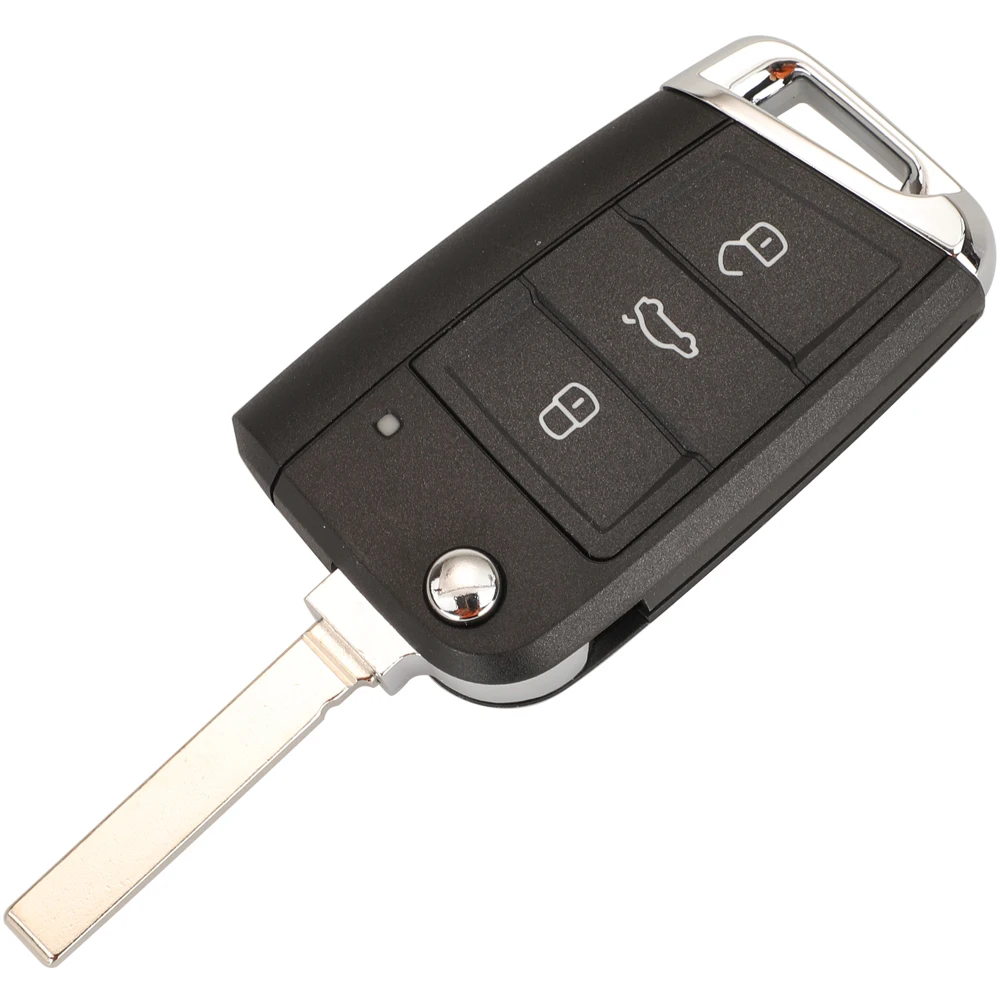 Jingyuqin Fernbedienung Auto Schlüssel Fall Shell Für Volkswagen VW Golf 7 Käfer Jetta Bora Passat Polo Tiguan 3 Taste Chrom HU66 HU162T