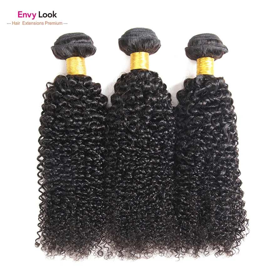 Envy Look Natürliche Farbe Afro Verworrene Lockige 3/4 Bundles Maschine Remy Brasilianische Menschenhaar Doppel Schuss Für Schwarze Frauen Salon